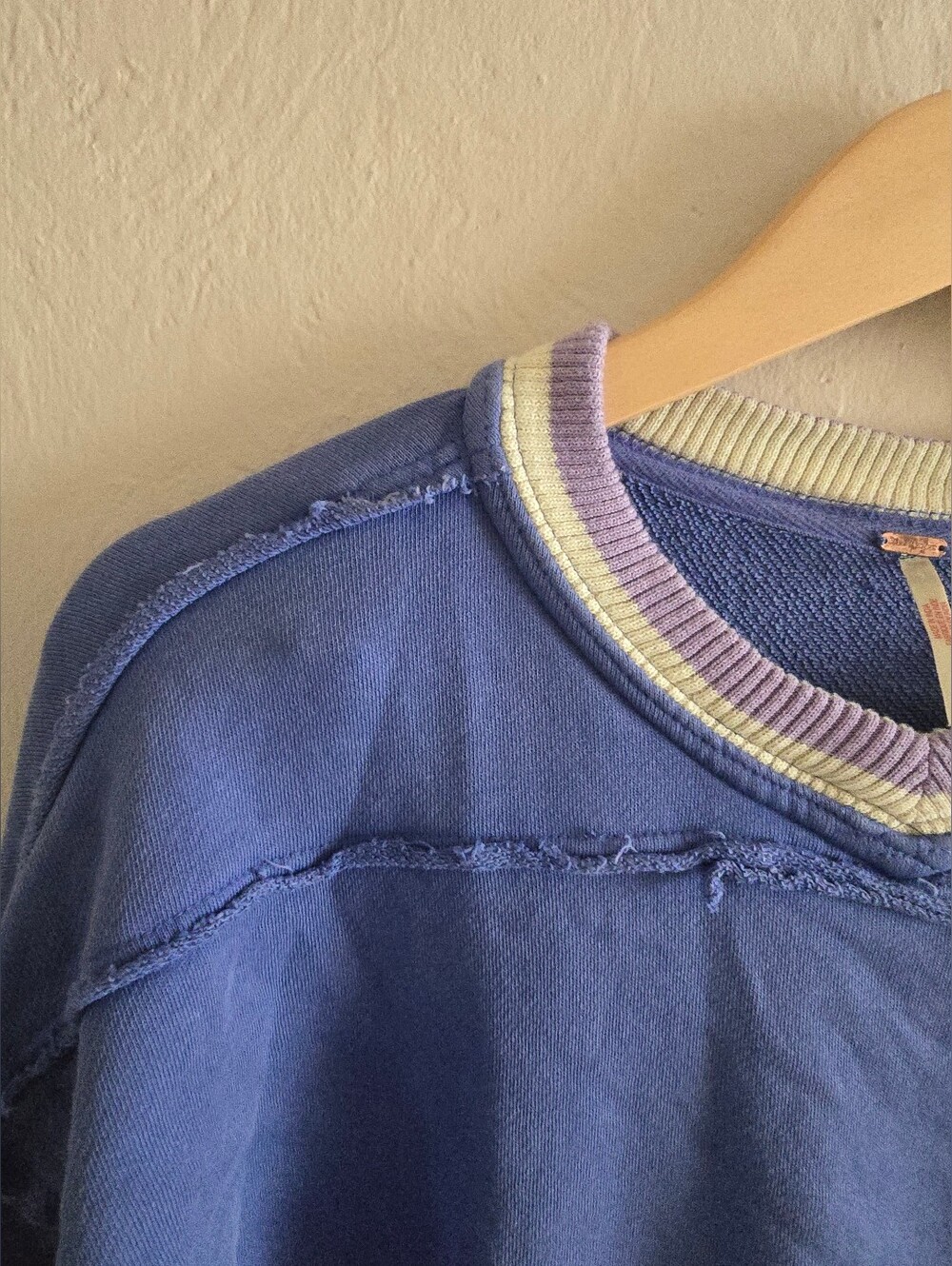 FREE PEOPLE, Rio Striped Hem Sweatshirt, Blue, Size XS - Picture 5 of 7